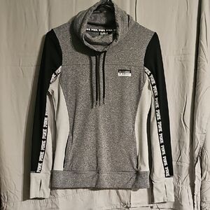 Gray and Black PINK Long Sleeve Cowl Sweatshirt